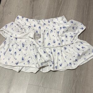 wild fable White Tiered Skirt with Blue Floral Print